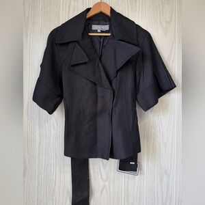 Zara Black Short Sleeve Belted Blazer Size Small